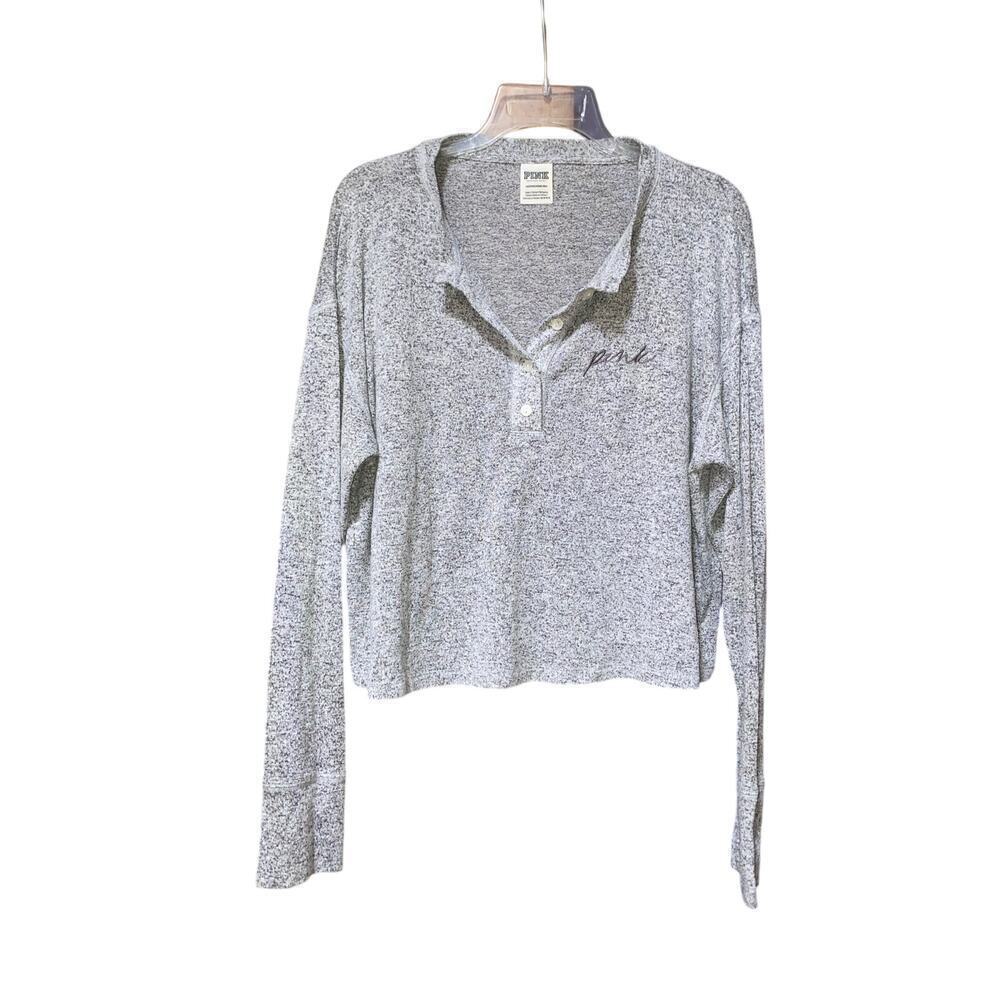 PINK Victoria’s Secret gray long sleeve sweater‎ crop top Size Small Petite